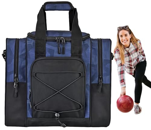 Borsa da bowling, borsa tote da bowling 1 palla, borsa multifunzionale con interno imbottito cintura regolabile, adatta, scarpe, asciugamano per uomo e donna
