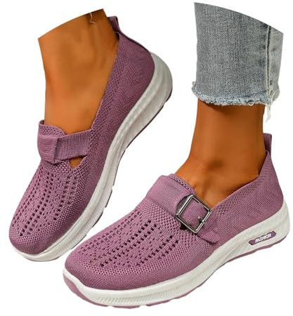 CEWIFO Scarpe Donna Comode E Morbide per Diabetici da Ginnastica estive Ortopediche Leggere Passeggio Sportivo con Suola Ampia (Purple, 39)