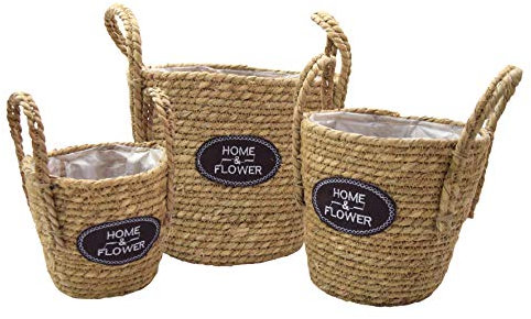 N / A 3er Set Pflanzkorb Home & Flower 18-23 cm Blumenkorb Korb Rattankorb Pflanzgefäß