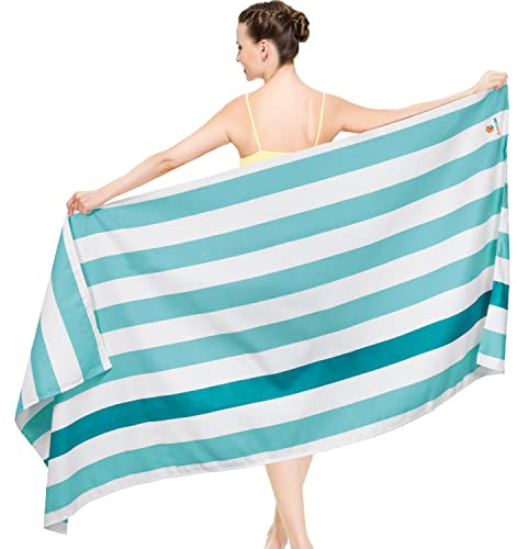 SUN CUBE Microfiber Beach Towel, Quick Dry Sand Free Beach Towel, Lightweight Compact Travel Swim Towel for Pool, Camping, Sand Resistant Packable Adult Towel - Light Blue 60x30 Inches