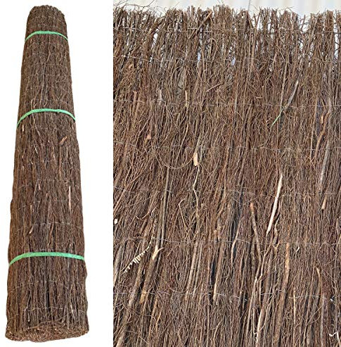 ADO - Rollo Brezo Ecológico Oscuro | Ocultación Total Jardín y Balcón | Duradero y Resistente | 2m Altura x 3m Longitud, 2700-2900 g/m2(1- Brezo)