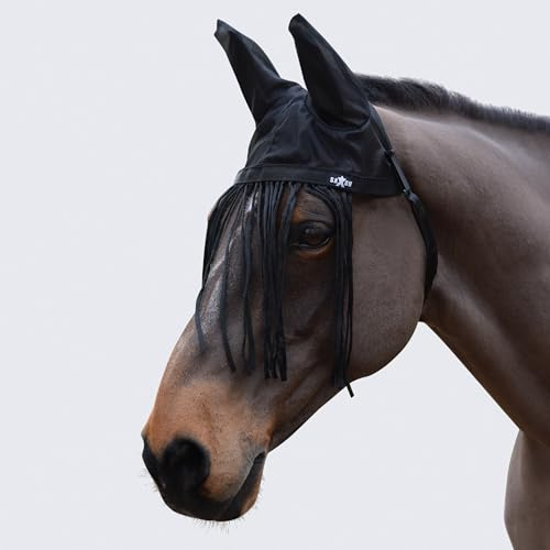 Saxon Fly Fringe with Ears, Black, Pony