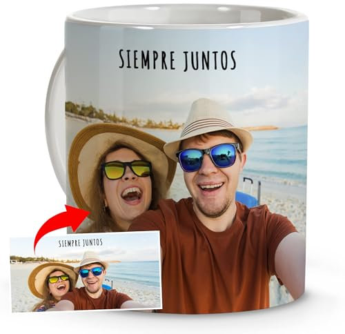 LolaPix Taza Personalizada con Foto y Texto. Tazas Originales para Regalar. Regalos personalizados con foto. Taza Personalizada de Cerámica. Regalo de San Valentín Novio. Interior de Color Negro.