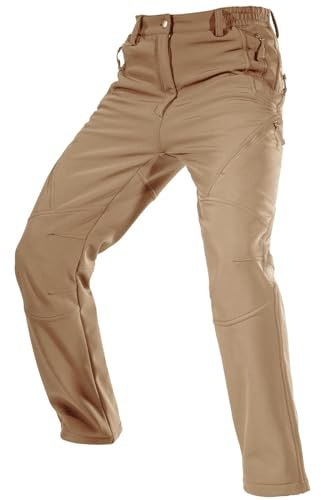FREE SOLDIER Pantalones de Trabajo Softshell para Hombre Pantalones Trekking Termico Pantalones Montaña Impermeable Pantalones de Snowboard de Invierno Pantalones de Caza(Color de Barro, 52)