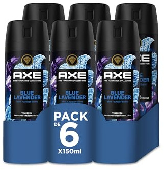 Axe Sparpaket Spraydeodorant för män, blå lavendel, premium doft, 6 x 150 ml