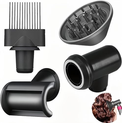 4 Stück Airwrap Diffusor Aufsatz für Dyson, Diffusor und Adapter für Dyson Airwrap Styler HS01,HS05, Anti Flying Düse Zubehör, Comb Air Nozzle, Professionelle Styling-Werkzeug für Lockiges
