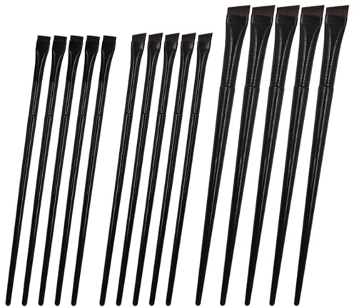Juego de 15 brochas para delineador de ojos, 3 estilos de pinceles de delineador de ojos en ángulo fino, cepillo corrector de cejas, ultra delgado, inclinado, plano, ángulo plano, cepillo de