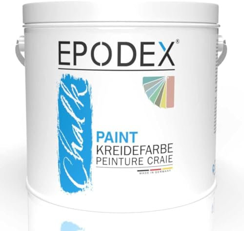 EPODEX CHALK PAINT | Vernice a gesso per mobili e legno | Colore per mobili | Opaco e privo di solventi | Elevata opacità | Vernice per mobili per legno, cemento, plastica e vetro | per interni ed