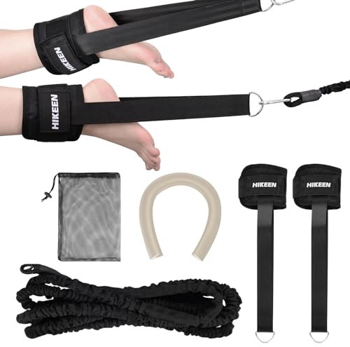 BOOSTEADY Schwimmgurt für Pool mit Knöchelriemen für Schwim Antikollisionsstreifen Aufbewahrungsnetztasche, 3.6M Einstellbare Schwimmwiderstand Gürtel Kit Schwimmhilfe Schwimmtrainer für Erwachsene