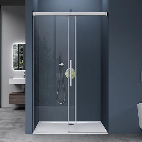 doporro Box Doccia Nicchia Porta Scorrevole Bagno 120x195 cm in Vetro Temperato Trasparente 6 mm Anticalcare con Profilo Cromato Lucido - Teramo12K