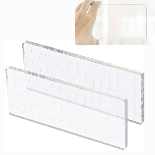 2Pcs Clear Stamp Acrylic Blocks Useful Transparent Acrylic Block Ergonomic Round Edges Stamp Blocks with Grid for Scrapbooking Craft Making