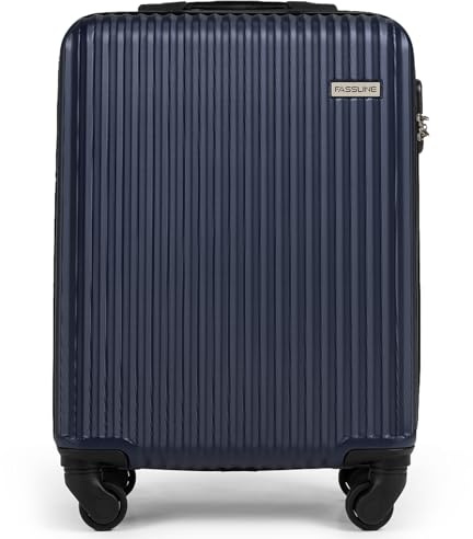 FASSLINE Kabinenkoffer 55x39x20 cm, 36l, Reisekoffer Handgepäck, Hartschale aus ABS, Vier 360°-Spinner-Rollen, Zahlenschloss, Teleskopgriff, Größe M, Hartschalen-Koffer Trolley Rollkoffer, Dunkelblau