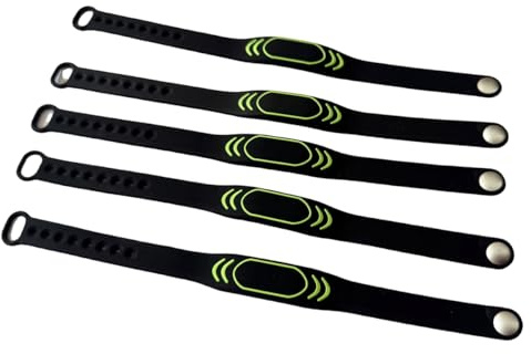 Lot de 5 bracelets réglables RFID MF classiques étanches avec clé d'accès 1 K (Noir)