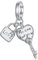 NINGAN 925 Sterling Silber Charme Schlüssel Schloss Kopf hängende Perlen Damen Armband Perlen Charme Halskette Anhänger Geschenk Schmuck, Frau, Liebhaber Geschenk