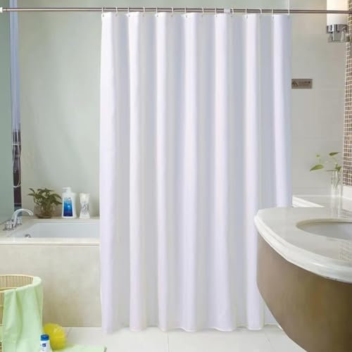 HNBFKD Cortina de Ducha Blanca Impermeable, sólida, divisoria, para baño, bañera, Grande, Ancha, con Ganchos. 180x200cm/71x79in(WxH)