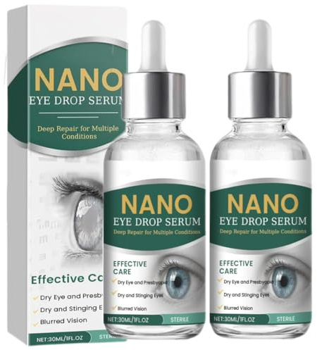 Suero Nano para Ojos, Gotas para la Recuperación de la Visión, Gotas para la Presbicia, Alivio de la Fatiga Ocular, Cuidado de la Vista (2 piezas)