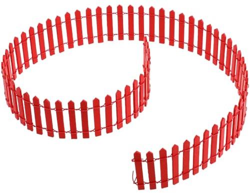 Milisten Valla Artesanal de Madera Roja Miniatura 90 CM para Casa de Muñecas Valla Pequeña de Piquetes para Jardín Accesorio Decorativo para Mini Jardín y Maqueta