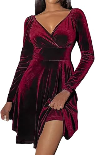WVONIF Robe Pull Femme en Maille Torsadée Manches Longues Robe Courte Elégante avec Jupe Plissée en Chiffon Sweatshirt Jupe Longue Tartan Costume Père Noël Grande Taille (Z5 Rouge,M)