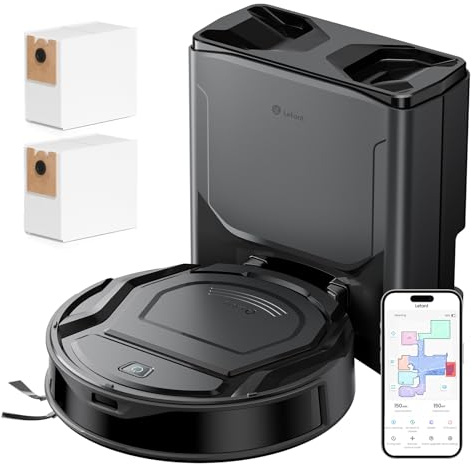Lefant M210 PLUS Robot Aspirapolvere con Mappatura Laser, 6000Pa, Ultrasottile 8cm, 150 Min, Senza Grovigli, Stazione di Raccolta Automatica 2L, Wi-Fi/APP/Alexa, Nero
