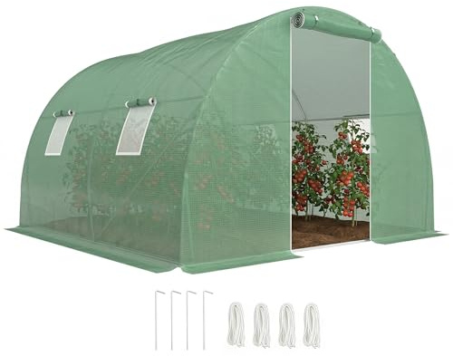 Outsunny Invernadero de Exterior 3x3x2 m con Puerta Enrollable Verde
