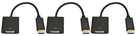 AMONIDA DisplayPort Till DVI-adapter 3st Högpresterande Mini Till DVI-kabel för PC Laptop och Projektorer 1080P
