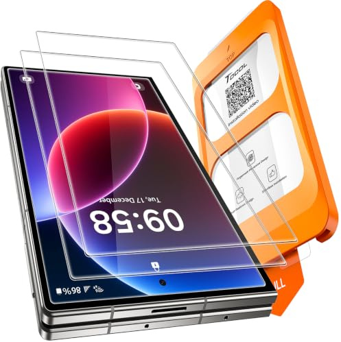 TOCOL Skärmskydd för Samsung Galaxy Z Fold 8, Enkel Installation | Utan Bubblor, Härdat Glas 9H+, Militärskydd mot 8 fots Fall, Reptålig, Kompatibel med Skal, HD, 2 Stycken