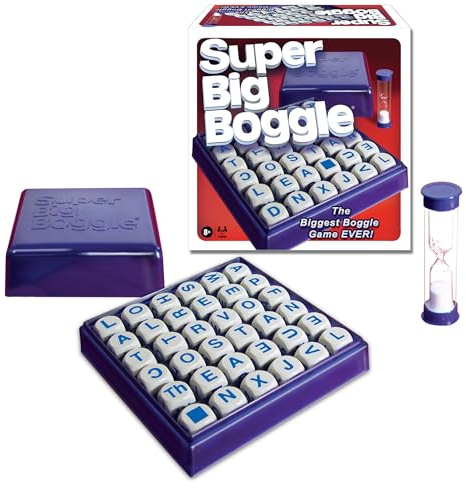 Winning Moves Super Big Boggle con griglia 6x6 e 36 cubi di lettere Games USA, il più grande gioco di Boggle di sempre, timer di sabbia da 4 minuti, per 2 o più giocatori, età 8+ (1165)