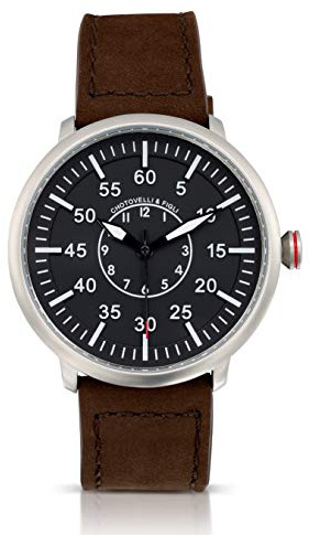 chotovelli Reloj Piloto Flieger para Hombre,Esfera Luminosa, Correa de Piel ante-1919A