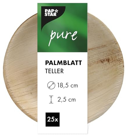 PAPSTAR 25 Teller, Palmblatt Pure rund Ø 18,5 cm · 2,5 cm