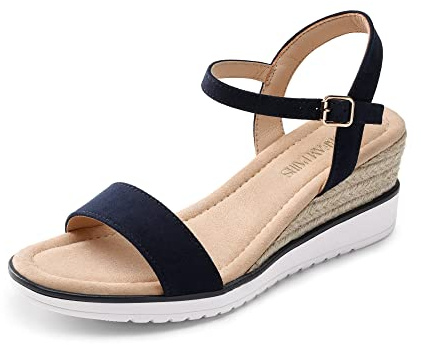 DREAM PAIRS Sandalia de Vestir Cómodo para Mujer con Tacón Cuña Zapatos de Tacón Clásicos de Punta Redonda con Hebillas y Tiras Verano ARMADA SDPW2342W-E Talla 40 (EUR)