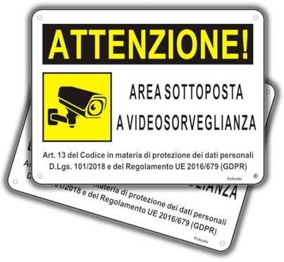 Felexdo 2 Cartelli area Videosorvegliata, 20x15cm Segnaletica Videosorveglianza in Alluminio Riflettente, Impermeabile e Resistente ai Raggi UV Adatti per negozio e proprietà privata