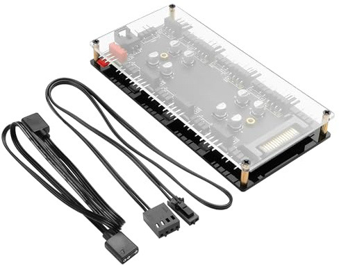 YACSEJAO 12V 4Pin PWM & 5V 3Pin ARGB 2-in-1 Hub with SATA 15-Pin Power 8 Way Sync RGB Lighting and Cooling Fan Extended Motherboard Interface