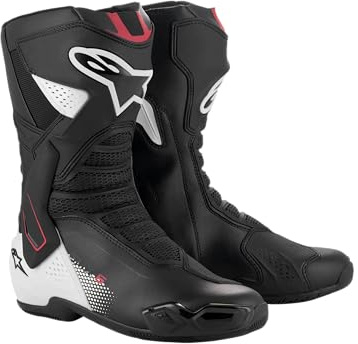 Alpinestars SMX-6 V3 High-Performance Sport Motorcycle Boots, CE-Certified, Protective & Comfortable Footwear, 47, Black/White/Red Graphic