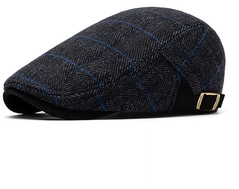 TUONYIS Sombreros Boinas para Hombre Casquillo Plano,Negro para Hombre Tweed Flat Caps,Ajustable Boina Vintage Sombreros 56-61 cm Mens Caps,para Caminar Caza Pesca Golf(Negro)