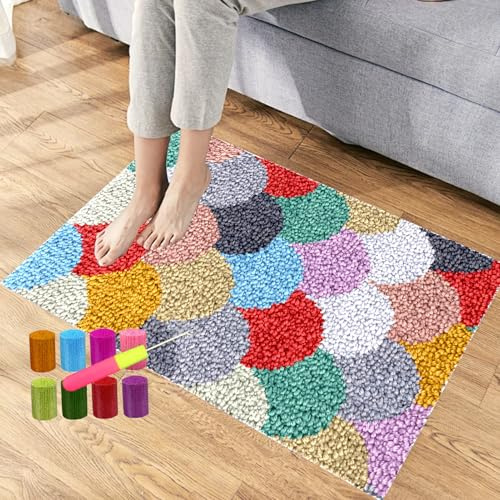 Kit de Alfombra de Ganchillo Kit de Alfombra de Gancho de Pestillo 38 x 52 cm Kits de Bordado de Punto de Cruz Kit de Fabricación de Alfombras Kit para Hacer Tapices Juego de Alfombras con Ganchos