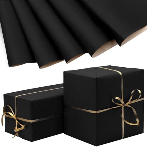 5Pcs Black Wrapping Paper,50 * 70cm Kraft Wrapping Paper for Birthday Christmas Wedding Gift Decoration