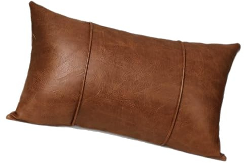 Fundas de cojín de piel sintética con diseño moderno a rayas, hipoalergénicas, fundas de cojín de piel con costuras