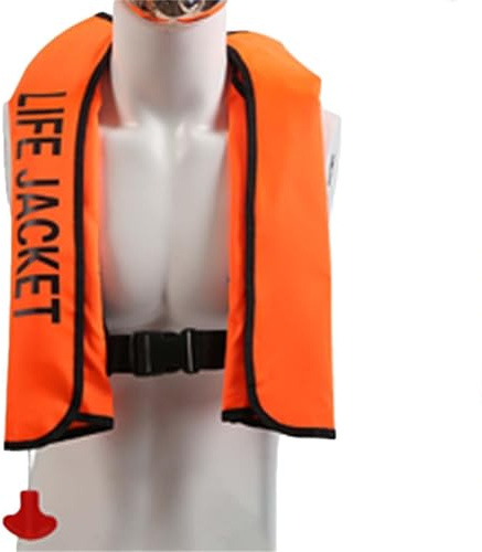 Giubbotto Di Salvataggio Per Adulti Manuale Con Gonfiaggio CO2 150N Regolabile Ideale Per Káyak SUP Pesca E Sport Acquatici(Orange)