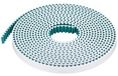 sourcing map S5M Open Ended Timing Belt, 10mm Width x 4 Meter Length, 5mm Pitch Length, Steel Wires Inside Synchronous Belt and Wrapped with Green Cloth Below for Absorbing the Vibration, White