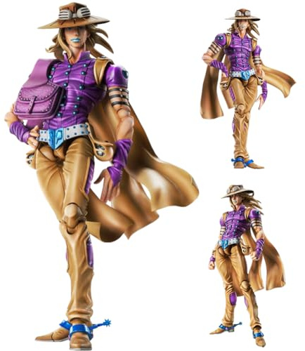 DEXSHUN Gyro Zeppeli figur JJBA animestaty, figurer med tillbehör, rörlig modell, PVC-ornament, skrivbord, samlarobjekt, gåva, 16 cm (lila)
