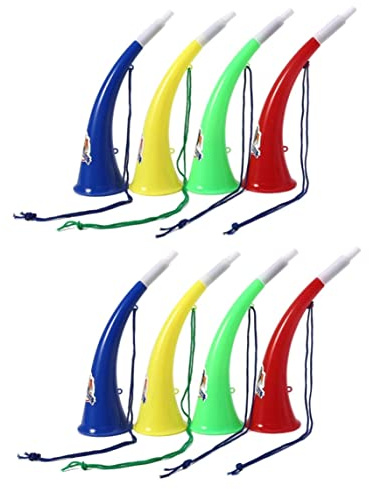 Trompeta para hacer ruido con bocina, partido de fútbol de plástico, trompeta que anima, Color aleatorio, 8 Uds., partido de plástico