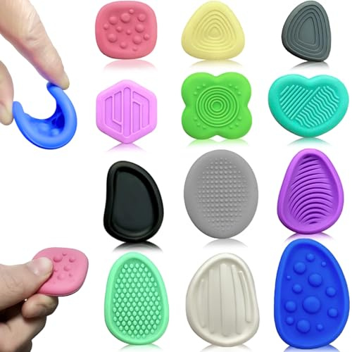 Echehi Giochi Sensoriali per Bambini e Adulti, 12 Pezzi con 23 Texture Uniche, Fidget Toys Anti Stress e Anti Ansia in Silicone, Ideali per Casa, Scuola e Ufficio. Blu