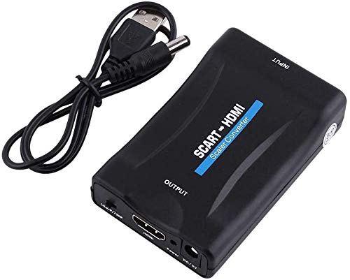 KXYINOS Scart to HDMI Converter Adapter, Scart to HDMI Adapter Video Audio Converter Support HDMI 720P/1080P Output for HDTV Monitor Projector STB VHS Xbox PS3 Sky Blu-ray DVD Player