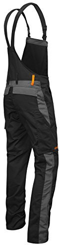 strongAnt® - Pantalón de Peto elástico de Trabajo Berlin 260gr, Bolsillos para Rodilleras - Hecho en Europa - Talla: 48, Color: Negro-Gris