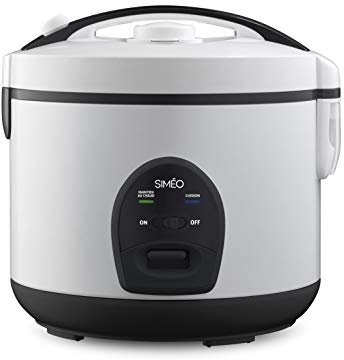 SIMÉO, Cuiseur à riz 3L 500W avec maintien au chaud, panier vapeur, couvercle articulé, panneau de commande, idéal pour 16 portions, cuisson homogène et automatique - Gris