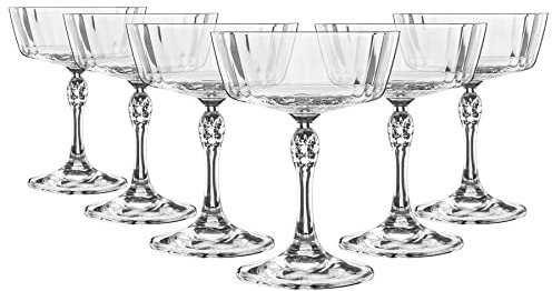 Bormioli Rocco 6X Clear 275ml America '20s Champagne Cocktail Soucoupes - Vintage Art Deco Coupé Lunettes pour vin, Espresso Martini