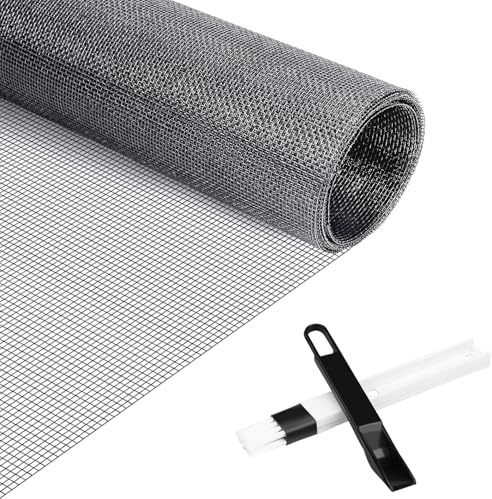 Bro Fly Mosquito Net Stops Fruit Flies, Durable Insect Mesh Screen Netting Roll for Window and Door, High Density DIY Mesh Screen Keep Bug, Bee, Spider, and Winged Insect Out (Grey, 100cm x 150cm)
