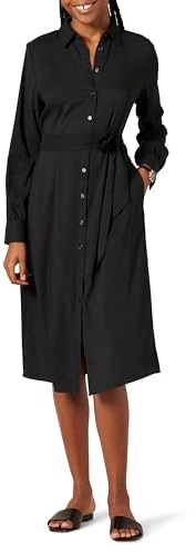 Amazon Essentials Abito Chemisier Midi a Maniche Lunghe in Georgette Donna