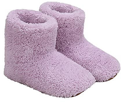 Foot Warmer Boots USB Heating Pad for Pain Relief Fast Heating Thermal Shoes Anti-Slip Sole Electric Heated Feet Warmers Slippers for Women Men (Pink/Women 2.5-5.5)