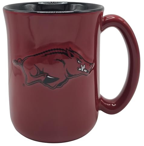 Boelter Brands NCAA Große 425 ml geformte Café-Tasse mit erhöhtem Logo und Innenfarbe (Arkansas Razorbacks)